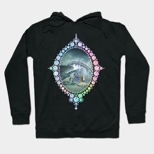 Awesome ice dragon and fairy in a winter landscape Hoodie